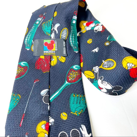 MICKEY MOUSE Disney GOLF TENNIS Sports Silk TIE golfing - Picture 3 of 7